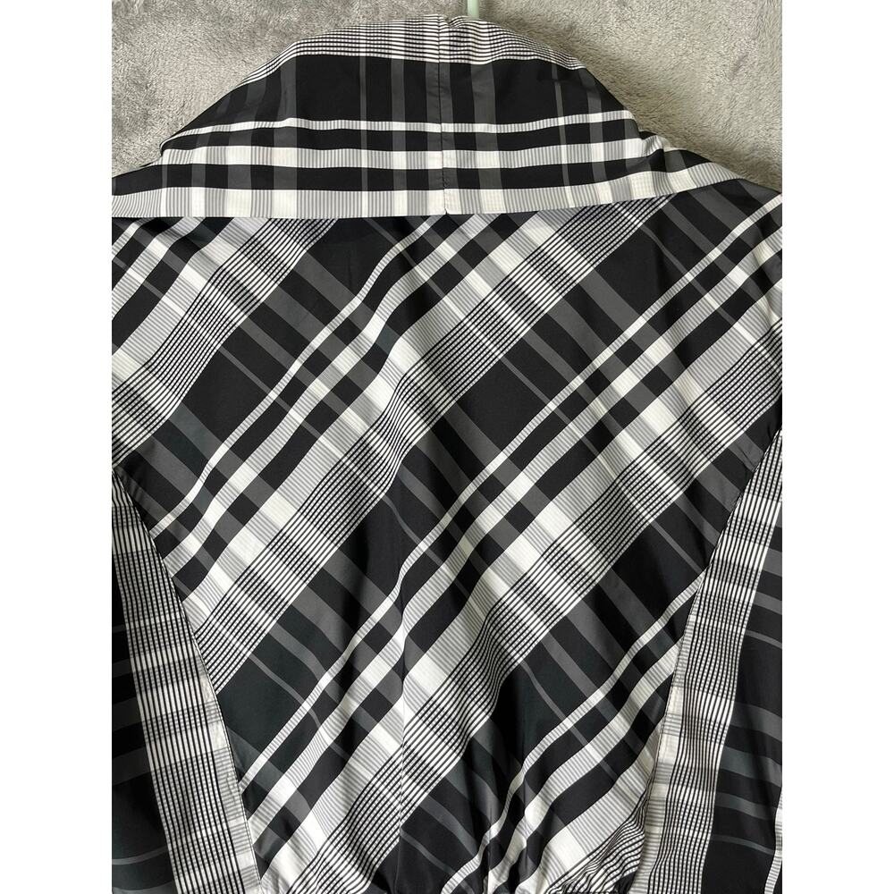 Cartise Plaid Draped Shawl Collar Peplum Blazer Jacket Black White Fitted Size 4 - Picture 4 of 7